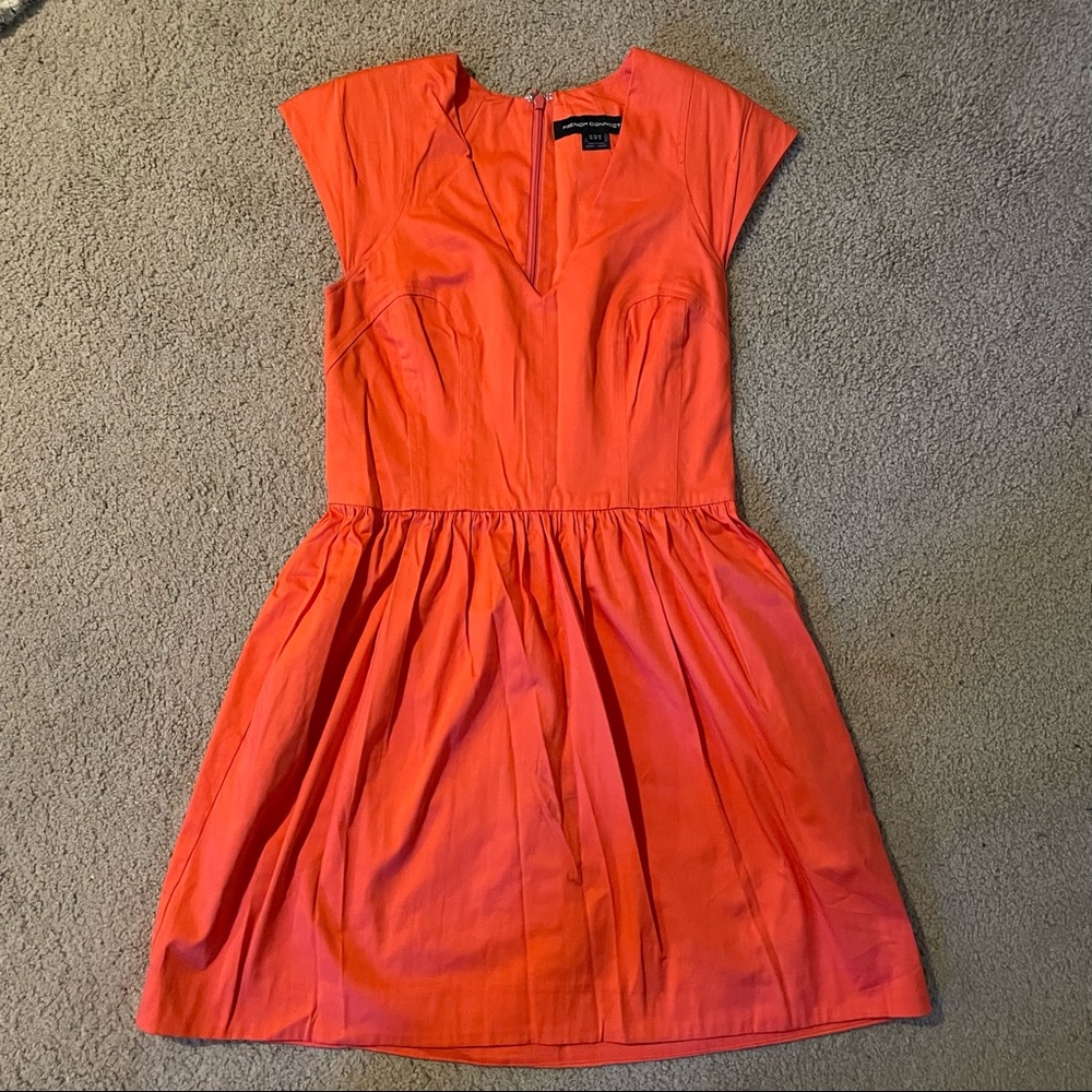 French Connection Vintage Orange Mini Dress with shoulder pads/structured bodice